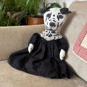 Black Dog Doll with Lace Collar